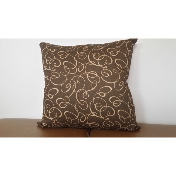 Mill Creek Throw Pillow Covers Brown Geometric Swirls 20x20 Zippered Pair NEW - Picture 3 of 15